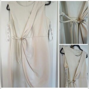 NWT. Calvin Klein Cream Asymmetrical Dress